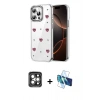 MARSİLYAN™- iPhone 15 Pro Max Kılıf Yörünge Form - Siyah 3D Antistatik Seramik Nano Ekran Koruyucu + PVD Metal Kamera Lens - GI