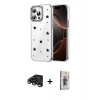 MARSİLYAN™- iPhone 15 Pro Max Kılıf Yörünge Form - Siyah Bilvis 3D Cam Ekran Koruyucu + Raze Metal Kamera Lens - TMGI