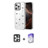 MARSİLYAN™- iPhone 15 Pro Max Kılıf Yörünge Form - Siyah Bilvis 5in1 3D Magic Cam Ekran Koruyucu + PVD Metal Kamera Lens - LT