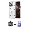 MARSİLYAN™- iPhone 15 Pro Max Kılıf Yörünge Form - Siyah Bilvis 5in1 5D Magic Hayalet Cam Ekran Koruyucu + PVD Metal Kamera Lens - TU