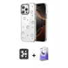 MARSİLYAN™- iPhone 15 Pro Max Kılıf Yörünge Form - Siyah Bilvis 5in1 5D Magic Hayalet Cam Ekran Koruyucu + PVD Metal Kamera Lens - GI