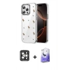 MARSİLYAN™- iPhone 15 Pro Max Kılıf Yörünge Form - Siyah Bilvis 5in1 5D Magic Hayalet Cam Ekran Koruyucu + PVD Metal Kamera Lens - GI