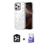 MARSİLYAN™- iPhone 15 Pro Max Kılıf Yörünge Form - Siyah Bilvis 5in1 5D Magic Hayalet Cam Ekran Koruyucu + PVD Metal Kamera Lens - TU