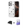 MARSİLYAN™- iPhone 15 Pro Max Kılıf Yörünge Form - Siyah Bilvis 5in1 5D Magic Hayalet Cam Ekran Koruyucu + Raze Metal Kamera Lens - TMGI