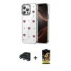 MARSİLYAN™- iPhone 15 Pro Max Kılıf Yörünge Form - Siyah Buffer Cam Ekran Koruyucu + Raze Metal Kamera Lens - LT