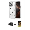 MARSİLYAN™- iPhone 15 Pro Max Kılıf Yörünge Form - Siyah Buffer Cam Ekran Koruyucu + Raze Metal Kamera Lens - TMGI