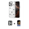 MARSİLYAN™- iPhone 15 Pro Max Kılıf Yörünge Form - Siyah Buffer Hayalet Cam Ekran Koruyucu + PVD Metal Kamera Lens - LT