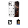 MARSİLYAN™- iPhone 15 Pro Max Kılıf Yörünge Form - Siyah Buffer Hayalet Cam Ekran Koruyucu + PVD Metal Kamera Lens - LT