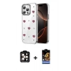 MARSİLYAN™- iPhone 15 Pro Max Kılıf Yörünge Form - Siyah Buffer Hayalet Cam Ekran Koruyucu + PVD Metal Kamera Lens - TU