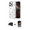 MARSİLYAN™- iPhone 15 Pro Max Kılıf Yörünge Form - Siyah Buffer Hayalet Cam Ekran Koruyucu + Raze Metal Kamera Lens - TMGI