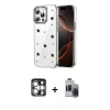 MARSİLYAN™- iPhone 15 Pro Max Kılıf Yörünge Form - Siyah Vanessa Magic Hayalet Cam + PVD Metal Kamera Lens - GS