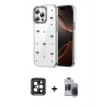 MARSİLYAN™- iPhone 15 Pro Max Kılıf Yörünge Form - Siyah Vanessa Magic Hayalet Cam + PVD Metal Kamera Lens - SH
