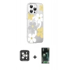 MARSİLYAN™- iPhone 15 Pro Max Kılıf Yörünge Işık Prime - Şeffaf 360 Full Body Arka Koruyucu + PVD Metal Kamera Lens - GI
