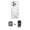 MARSİLYAN™- iPhone 15 Pro Max Kılıf Yörünge Işık Prime - Şeffaf 360 Full Body Arka Koruyucu + PVD Metal Kamera Lens - GI
