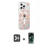 MARSİLYAN™- iPhone 15 Pro Max Kılıf Yörünge Işık Prime - Şeffaf 360 Full Body Arka Koruyucu + PVD Metal Kamera Lens - GI