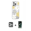 MARSİLYAN™- iPhone 15 Pro Max Kılıf Yörünge Işık Prime - Şeffaf 360 Full Body Arka Koruyucu + PVD Metal Kamera Lens - LT
