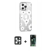 MARSİLYAN™- iPhone 15 Pro Max Kılıf Yörünge Işık Prime - Şeffaf 360 Full Body Arka Koruyucu + PVD Metal Kamera Lens - LT
