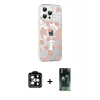 MARSİLYAN™- iPhone 15 Pro Max Kılıf Yörünge Işık Prime - Şeffaf 360 Full Body Arka Koruyucu + PVD Metal Kamera Lens - TU