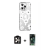 MARSİLYAN™- iPhone 15 Pro Max Kılıf Yörünge Işık Prime - Şeffaf 360 Full Body Arka Koruyucu + PVD Metal Kamera Lens - TU