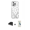 MARSİLYAN™- iPhone 15 Pro Max Kılıf Yörünge Işık Prime - Şeffaf Pasifik Cam Ekran Koruyucu + Raze Metal Kamera Lens - GS