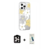 MARSİLYAN™- iPhone 15 Pro Max Kılıf Yörünge Işık Prime - Şeffaf Pasifik Cam Ekran Koruyucu + Turuncu PVD Metal Kamera Lens