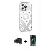 MARSİLYAN™- iPhone 15 Pro Max Kılıf Yörünge Işık Prime - Siyah 360 Mat Full Body Arka Koruyucu + Raze Metal Kamera Lens - TMGI
