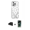 MARSİLYAN™- iPhone 15 Pro Max Kılıf Yörünge Işık Prime - Siyah 360 Mat Full Body Arka Koruyucu + Raze Metal Kamera Lens - SH