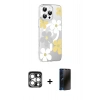 MARSİLYAN™- iPhone 15 Pro Max Kılıf Yörünge Işık Prime - Siyah 3D Antistatik Hayalet Cam Ekran Koruyucu + Gümüş PVD Metal Kamera Lens