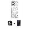 MARSİLYAN™- iPhone 15 Pro Max Kılıf Yörünge Işık Prime - Siyah 3D Antistatik Hayalet Cam Ekran Koruyucu + PVD Metal Kamera Lens - TU