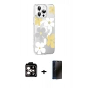 MARSİLYAN™- iPhone 15 Pro Max Kılıf Yörünge Işık Prime - Siyah 3D Antistatik Hayalet Cam Ekran Koruyucu + PVD Metal Kamera Lens - TU