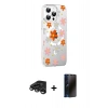 MARSİLYAN™- iPhone 15 Pro Max Kılıf Yörünge Işık Prime - Siyah 3D Antistatik Hayalet Cam Ekran Koruyucu + Raze Metal Kamera Lens - TMGI