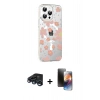 MARSİLYAN™- iPhone 15 Pro Max Kılıf Yörünge Işık Prime - Siyah 3D Antistatik Mat Seramik Nano Ekran Koruyucu + Raze Metal Kamera Lens - LT