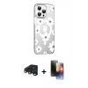 MARSİLYAN™- iPhone 15 Pro Max Kılıf Yörünge Işık Prime - Siyah 3D Antistatik Mat Seramik Nano Ekran Koruyucu + Raze Metal Kamera Lens - LT
