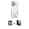 MARSİLYAN™- iPhone 15 Pro Max Kılıf Yörünge Işık Prime - Siyah 3D Antistatik Mat Seramik Nano Ekran Koruyucu + Lacivert PVD Metal Kamera Lens