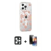 MARSİLYAN™- iPhone 15 Pro Max Kılıf Yörünge Işık Prime - Siyah 3D Antistatik Mat Seramik Nano Ekran Koruyucu + Lacivert PVD Metal Kamera Lens