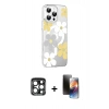 MARSİLYAN™- iPhone 15 Pro Max Kılıf Yörünge Işık Prime - Siyah 3D Antistatik Mat Seramik Nano Ekran Koruyucu + Lacivert PVD Metal Kamera Lens