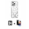 MARSİLYAN™- iPhone 15 Pro Max Kılıf Yörünge Işık Prime - Siyah 3D Antistatik Mat Seramik Nano Ekran Koruyucu + PVD Metal Kamera Lens - GS