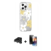 MARSİLYAN™- iPhone 15 Pro Max Kılıf Yörünge Işık Prime - Siyah 3D Antistatik Mat Seramik Nano Ekran Koruyucu + Raze Metal Kamera Lens - GS