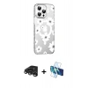 MARSİLYAN™- iPhone 15 Pro Max Kılıf Yörünge Işık Prime - Siyah 3D Antistatik Seramik Nano Ekran Koruyucu + Raze Metal Kamera Lens - TMGI