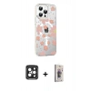 MARSİLYAN™- iPhone 15 Pro Max Kılıf Yörünge Işık Prime - Siyah Bilvis 3D Cam Ekran Koruyucu + PVD Metal Kamera Lens - SH