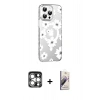 MARSİLYAN™- iPhone 15 Pro Max Kılıf Yörünge Işık Prime - Siyah Bilvis 3D Mat Cam Ekran Koruyucu + Gümüş PVD Metal Kamera Lens