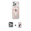 MARSİLYAN™- iPhone 15 Pro Max Kılıf Yörünge Işık Prime - Siyah Bilvis 3D Mat Cam Ekran Koruyucu + PVD Metal Kamera Lens - LT