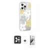 MARSİLYAN™- iPhone 15 Pro Max Kılıf Yörünge Işık Prime - Siyah Bilvis 3D Mat Cam Ekran Koruyucu + PVD Metal Kamera Lens - SH