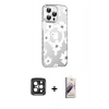 MARSİLYAN™- iPhone 15 Pro Max Kılıf Yörünge Işık Prime - Siyah Bilvis 3D Mat Cam Ekran Koruyucu + PVD Metal Kamera Lens - SH