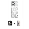 MARSİLYAN™- iPhone 15 Pro Max Kılıf Yörünge Işık Prime - Siyah Bilvis 3D Mat Cam Ekran Koruyucu + PVD Metal Kamera Lens - TU