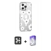 MARSİLYAN™- iPhone 15 Pro Max Kılıf Yörünge Işık Prime - Siyah Bilvis 5in1 3D Magic Cam Ekran Koruyucu + PVD Metal Kamera Lens - GI