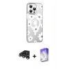 MARSİLYAN™- iPhone 15 Pro Max Kılıf Yörünge Işık Prime - Siyah Bilvis 5in1 3D Magic Cam Ekran Koruyucu + Raze Metal Kamera Lens - GS