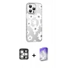 MARSİLYAN™- iPhone 15 Pro Max Kılıf Yörünge Işık Prime - Siyah Bilvis 5in1 3D Magic Cam Ekran Koruyucu + PVD Metal Kamera Lens - GS