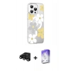 MARSİLYAN™- iPhone 15 Pro Max Kılıf Yörünge Işık Prime - Siyah Bilvis 5in1 3D Magic Cam Ekran Koruyucu + Raze Metal Kamera Lens - SH