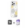MARSİLYAN™- iPhone 15 Pro Max Kılıf Yörünge Işık Prime - Siyah Bilvis 5in1 3D Magic Cam Ekran Koruyucu + Siyah PVD Metal Kamera Lens